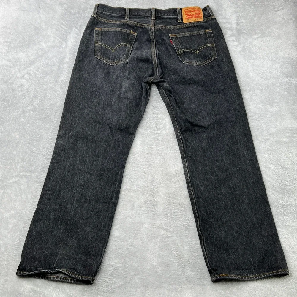 Levi's 501 Original Fit Jeans Size 38 Washed‎ Black Mens Straight Leg Button Fly
